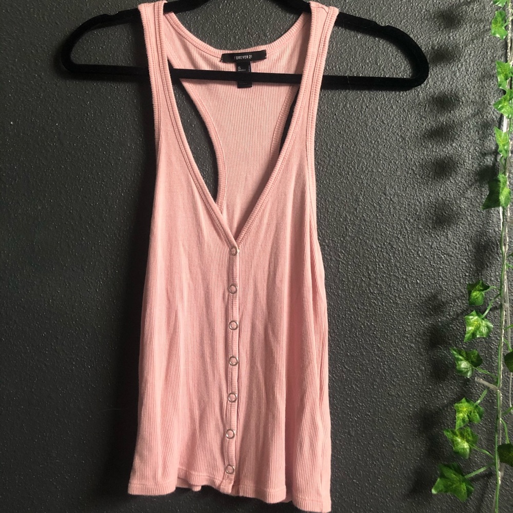 NWOT Button Front Pink Tank